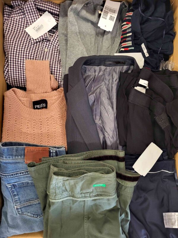 The photo shows a package with clothing in the category U.