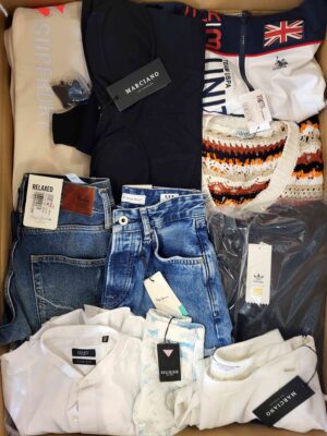 The photo shows a package with clothing in the category T.