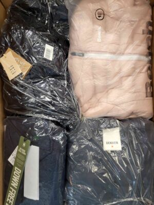 The photo shows a package with clothing in the category AJW.