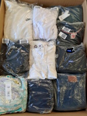 The photo shows a package with clothing in the category D.
