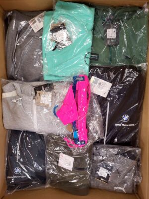 The photo shows a package with clothing in the category AP.