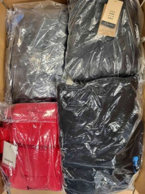 The photo shows a package with clothing in the category AJW.