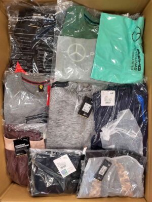 The photo shows a package with clothing in the category AP.