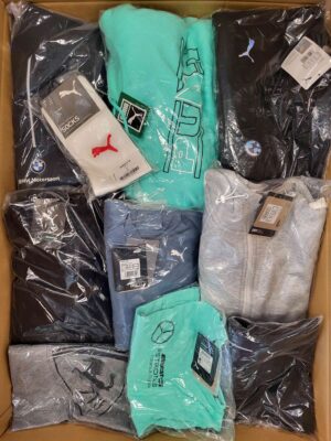 The photo shows a package with clothing in the category AP.