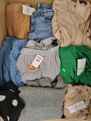 The photo shows a package with clothing in the category TSC.