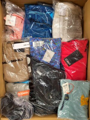 The photo shows a package with clothing in the category AW.