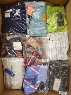 The photo shows a package with clothing in the category AW.