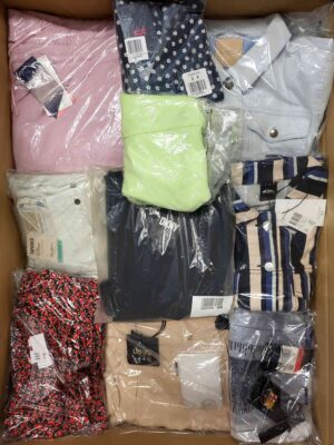 The photo shows a package with clothing in the category AW.