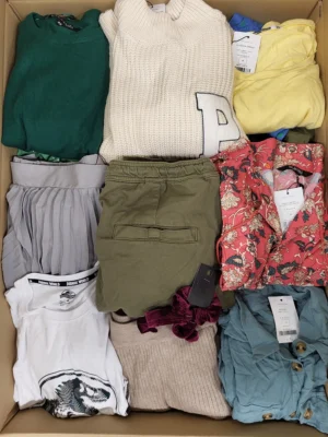 The photo shows a package with clothing in the category TSC.