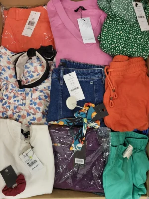 The photo shows a package with clothing in the category TSC.
