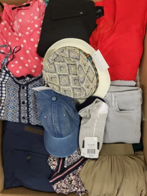 The photo shows a package with clothing in the category TSC.