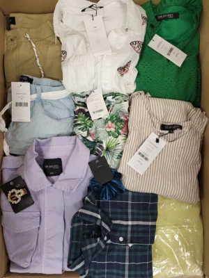 The photo shows a package with clothing in the category TSC.