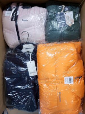 The photo shows a package with clothing in the category AJW.