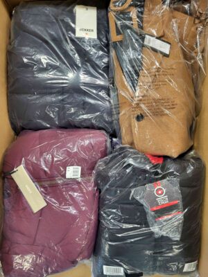 The photo shows a package with clothing in the category AJW.