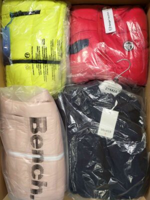 The photo shows a package with clothing in the category AJW.