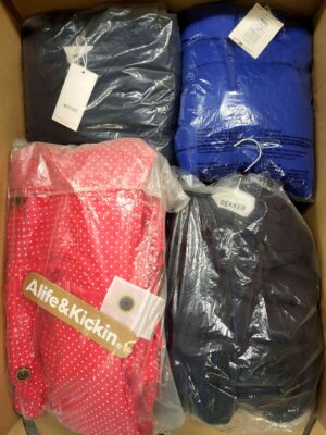 The photo shows a package with clothing in the category AJW.