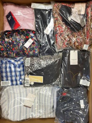 The photo shows a package with clothing in the category AW.
