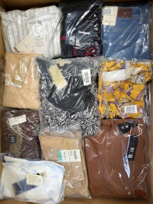 The photo shows a package with clothing in the category AW.