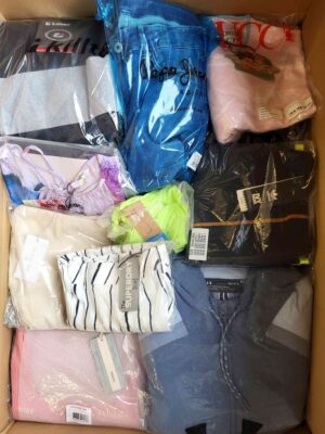 The photo shows a package with clothing in the category AW.