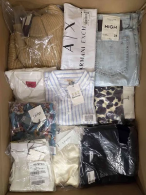 The photo shows a package with clothing in the category AP.