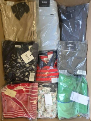 The photo shows a package with clothing in the category AP.