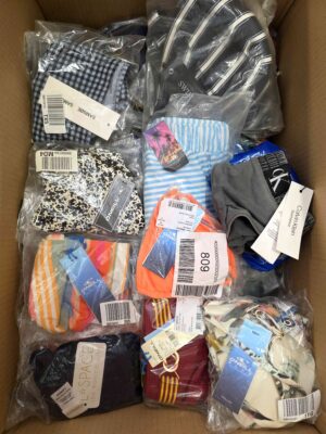 The photo shows a package with clothing in the category ABW.