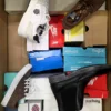 The photo shows a package with footwear in the category CS.