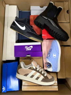 The photo shows a package with footwear in the category CS.