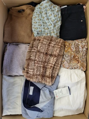 The photo shows a package with clothing in the category TSC.