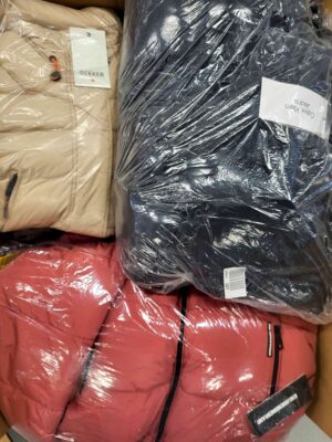 The photo shows a package with clothing in the category AJW.