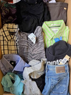 The photo shows a package with clothing in the category U.