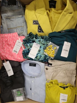 The photo shows a package with clothing in the category TSC.