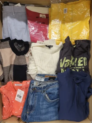 The photo shows a package with clothing in the category TSC.