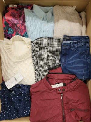 The photo shows a package with clothing in the category TSC.