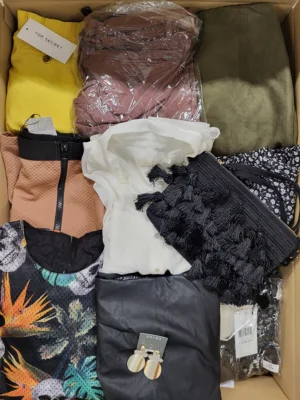 The photo shows a package with clothing in the category TSC.