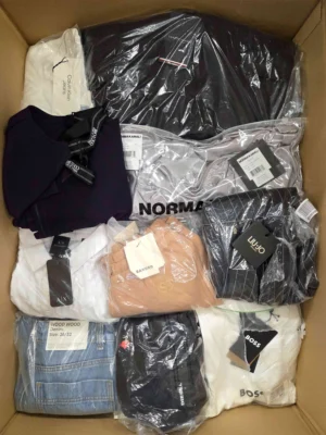 The photo shows a package with clothing in the category AP.