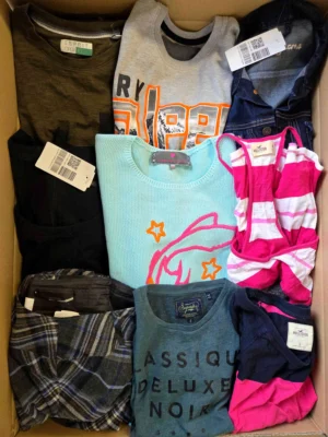 The photo shows a package with clothing in the category U.
