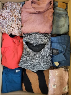 The photo shows a package with clothing in the category TSC.