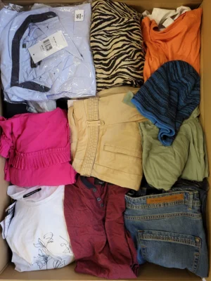 The photo shows a package with clothing in the category TSC.