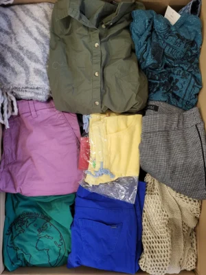 The photo shows a package with clothing in the category TSC.