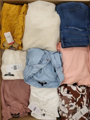 The photo shows a package with clothing in the category TSC.