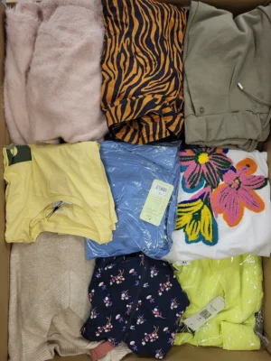 The photo shows a package with clothing in the category TSC.