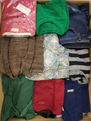 The photo shows a package with clothing in the category TSC.