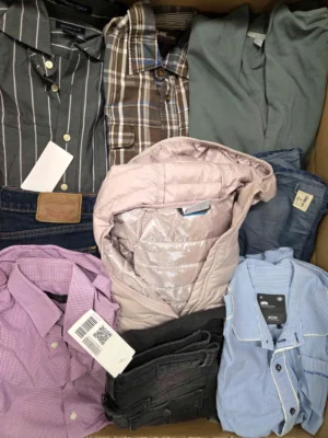 The photo shows a package with clothing in the category U.