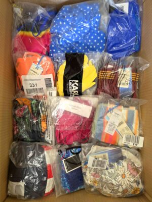 The photo shows a package with clothing in the category ABW.