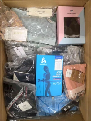 The photo shows a package with clothing in the category AU.