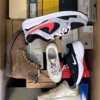 The photo shows a package with footwear in the category BS.