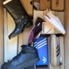 The photo shows a package with footwear in the category BS.