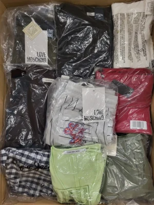The photo shows a package with clothing in the category AW.