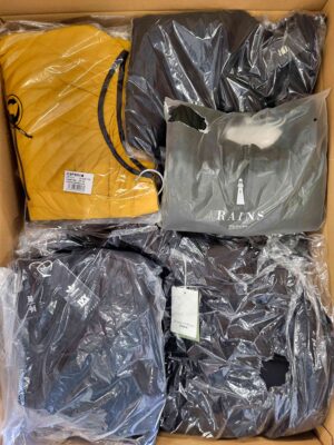 The photo shows a package with clothing in the category AJS.